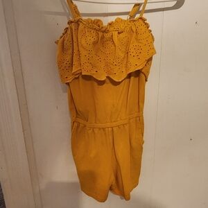 Cat & Jack Mustard Eyelet Ruffle Top